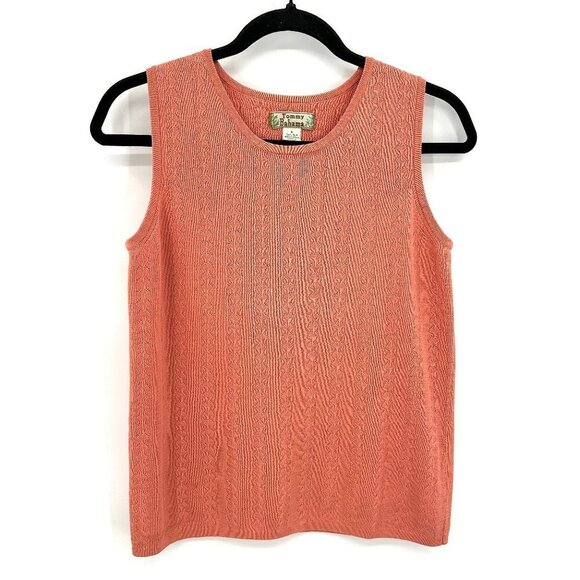 TOMMY BAHAMA Orange Silk Blend Textured Sleeveless Preppy Blouse Top Size Medium - Picture 1 of 5